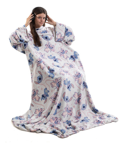 Manta Frazada Con Mangas Stitch Color Beige