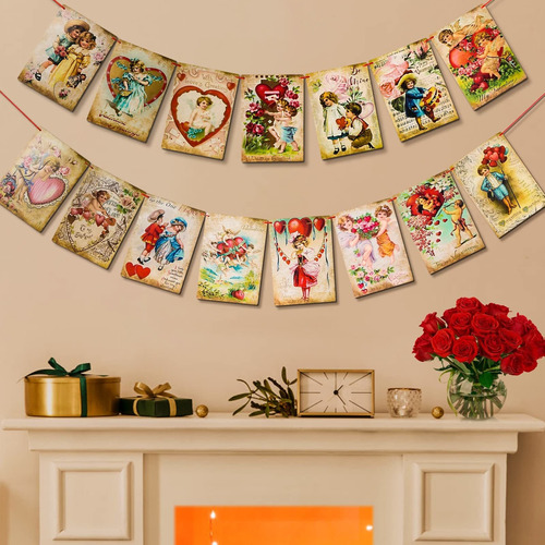 Decoracion Vintage San Valentin Pancarta Estilo Para Pared