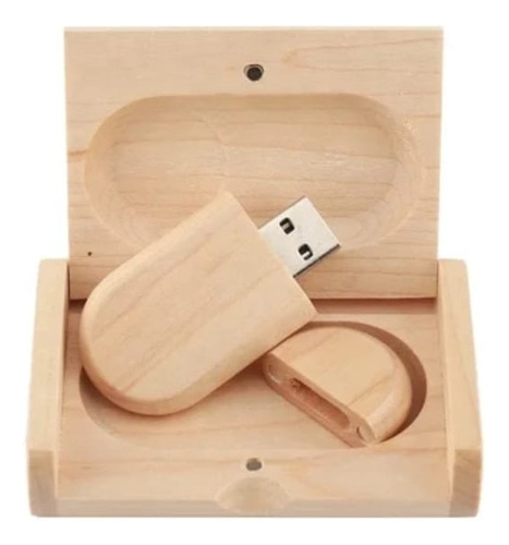 5 Pendrive Con Caja En Madera  64 Gb Apto Grabado Láser 