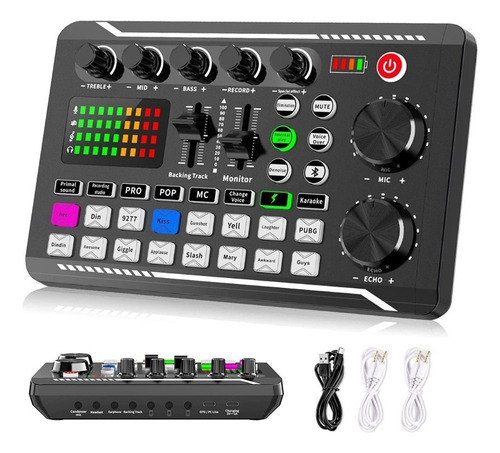 F998 Live Sound Card Audio Mixer Podcast, Voice Changer For