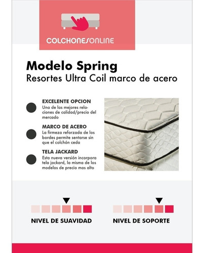 Combo Colchón Sommier Y Almohadas Piero Spring 190x140 Envío