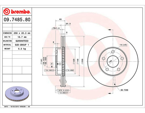 Par Discos Brembo Pontiac Sunfire Gt 2003 Delantero