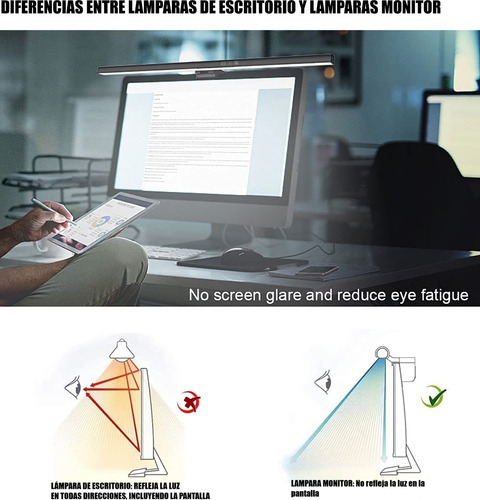 Imagen 5 de 7 de Lampara Para Portátil O Monitor Para Iluminar Teclado Grande