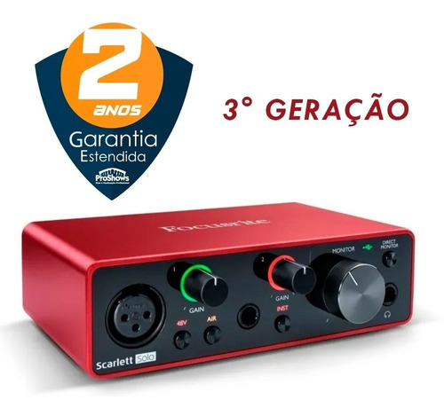 Focusrite Scarlett Solo 3nd Gen Interface Audio Modelo Novo