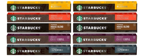 Kit Café Starbucks Variedades 100 Cápsulas Nespresso 