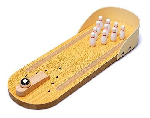 Imagen 1 de 8 de Shindel Mini Boliche De Madera, Juego Para Mesa De Escritori