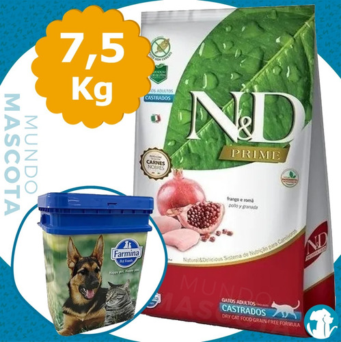 Farmina Nyd Prime Grain Free Gato Adulto Castrado 7,5 Kg