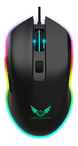 Mouse Gamer Zerodate Usb G21 Rgb, 6 Botones 6400 Dpi Color Negro