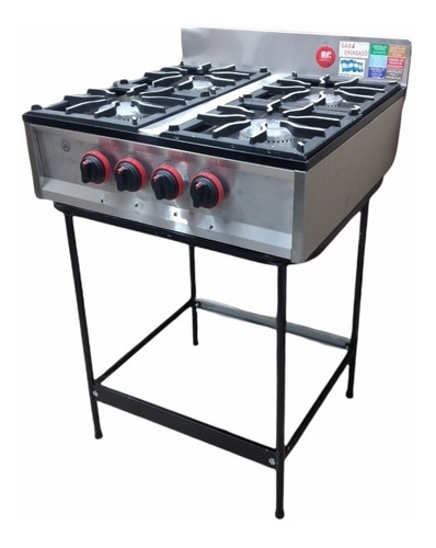 Imagen 2 de 2 de Anafe Industrial 4 Hornallas Acero Inoxidable Con Base