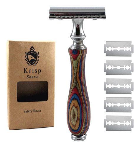 Krisp Shave - Maquinilla De Afeitar De Madera Larga Con Mang