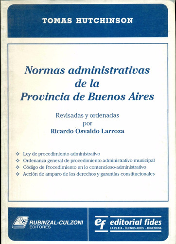 Hutchinson : Normas Administrativas De La Provincia De Bs As