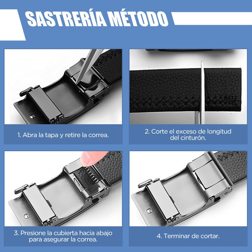 2 Cinturones Negros Con Hebilla Automática Para Hombre H Negra 120cm