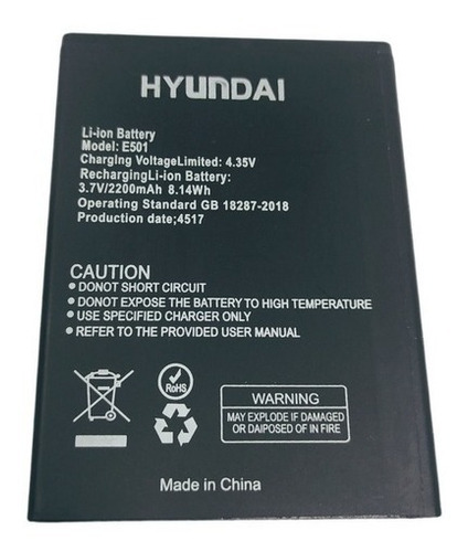 Batería Pila Teléfono Hyundai E501 E500