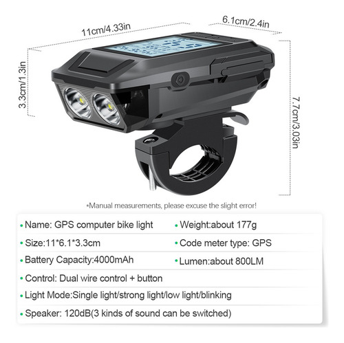 Gps Bicicleta Código Medidor Luces Inalámbrico Con Altavoz