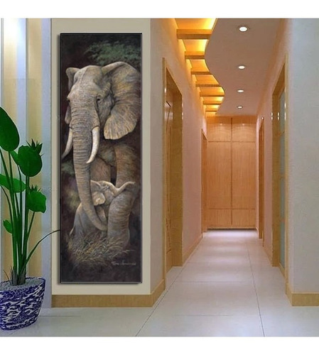 Cuadro Decorativo Moderno Nuevo Elefante 33 X 93 Cm 
