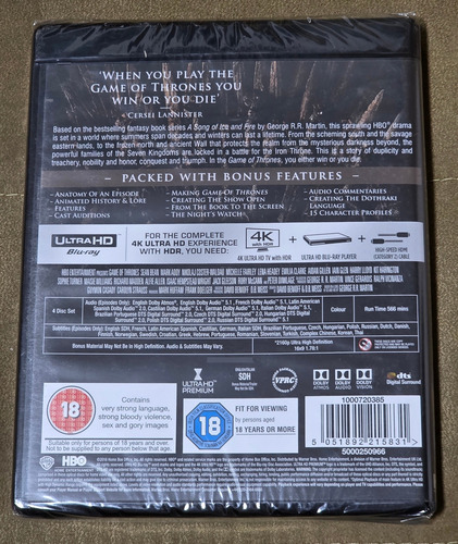 Blu-ray 4k Game Of Thrones 1a Temporada Áudio Legenda Pt-br