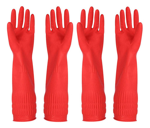 Rubber Cleaning Gloves Kitchen Dishwashing Glove 2-pairs And