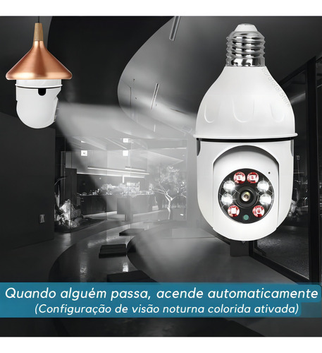 Câmera Ip Inteligente Wifi E Espiã Lâmpada Visão Noturna Cor