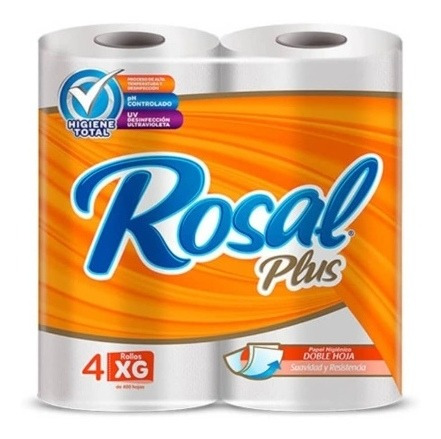 Papel Higien Rosal 400 Hojas 1x12 Paquetes 48 Rollos) 