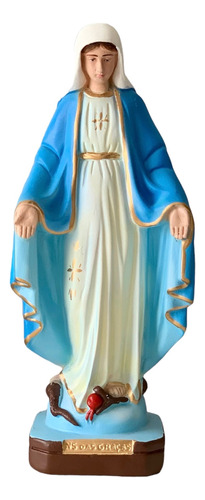 Imagem De Nossa Senhora Das Graças 20 Cm Manto Azul Gesso