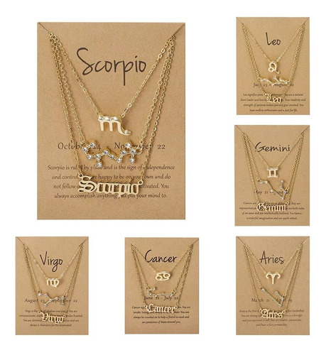 3 Cadenas Del Horoscopo Dije De Singno Zodiacal Dorado