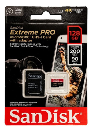 Microsd Sandisk Extreme Pro 128gb Sdsqxcd-128gn6ma