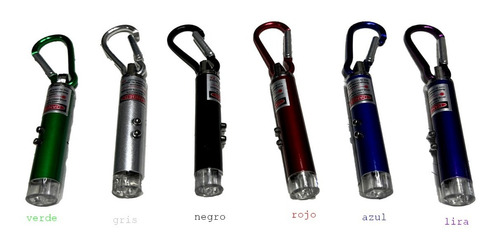 Imagen 2 de 2 de Pack 12 Láser Puntero Llavero 3 En 1 (láser, Led Y Uv)8816-1