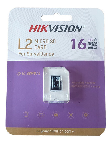 Cartão De Memória Hikvision Microsd L2 Series 16gb