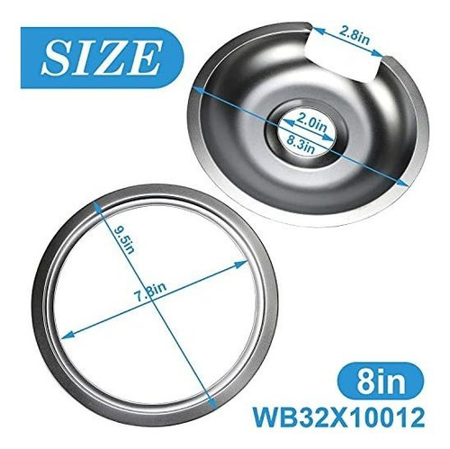 Cuenco De Goteo Burner 2 Grandes De 8 Pulgadas Wb32x10013 Y