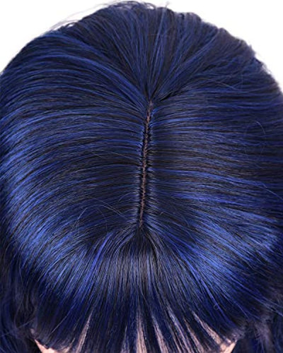Peluca De Pelo Corto Y Rizado Para Mujer, Color Azul Marino | Envío gratis
