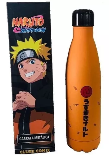 Garrafa Naruto Uzumaki Aldeia Da Folha Com Mosquetão Oficial