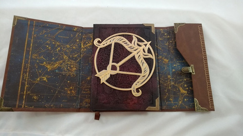 Diário Tema Signo De Sargitário Capa Couro Sintético