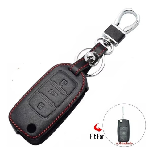 Funda Llave Piel Vw Jetta A4 A6 Bora En Negro