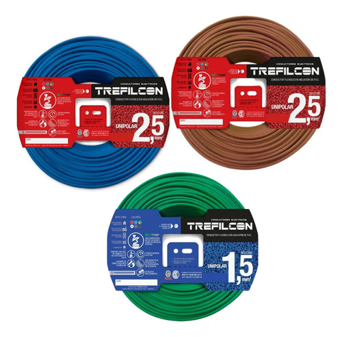 Cable Trefilcon 2 Rollos 2,5mm + 1 Rollo 1.5mm De 100 Mts