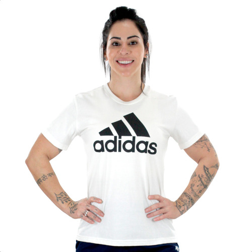 Camiseta Branca adidas Feminina Logo - Original