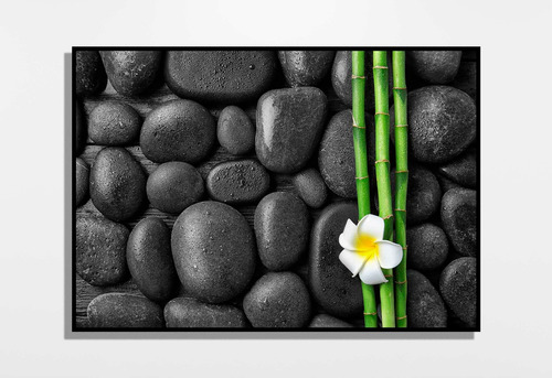 Cuadro Decorativo Textura  Piedras Zen Bambú  40x28cm