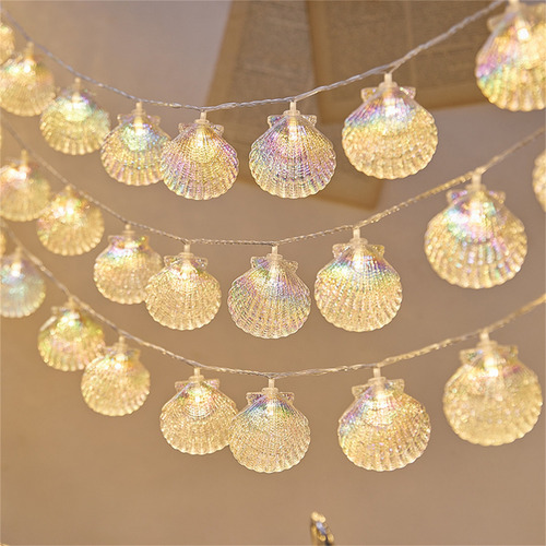 Cadena De Luces Led En Forma De Estrella Con Conchas De Made