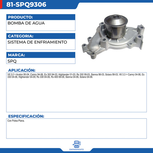 Bomba De Agua Lexus Es 300 1994-2003 V6 3.0