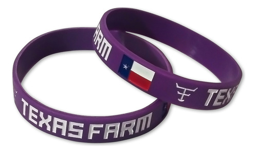 Pulseira Country Texas Farm Silicone Roxa E Branco