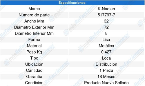 Polea Guia Distribucion A4 6cil 2.8l 94-01 K-nadian 8590337