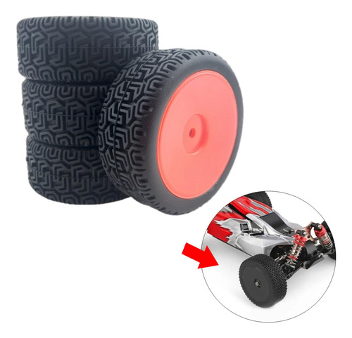 4 Paquetes De Neumáticos De Goma Rc 66mm Para Rojo Rojo