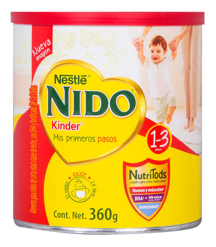 Leche de fórmula en polvo sin TACC Nestlé Nido Kinder en lata de 360g - 12 meses a 3 años