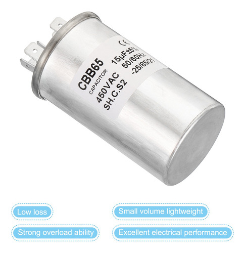 Condensador Cbb65 15 Uf, 15 Mfd, 1 Unidad Ac 450 V, 2 Termin