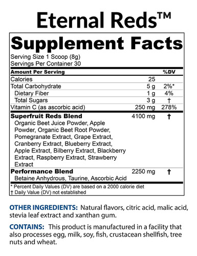 Suplemento Biotrust Eternal Reds Red Superfoods Powder 30s