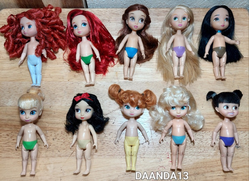 Lote 10 Muñecas Boo Ariel Mini Animators Disney Usadas