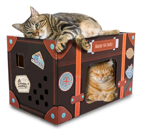 All For Paws Rascador De Carton Para Gatos Casa Plegable Par