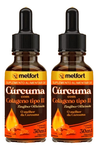 Cúrcuma E Colágeno Tipo 2 Melfort C/ 30 Ml Kit C/ 2 Unidades