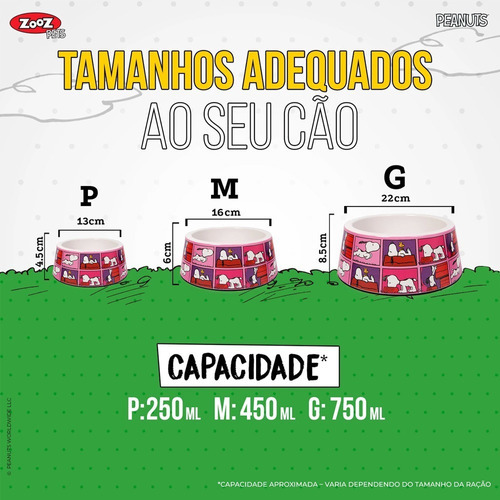 Comedouro Cachorro Snoopy Modelo Quadrinhos Pink Zooz Pets