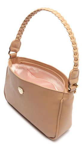 Imagem 4 de 6 de Bolsa Feminina Pequena De Ombro Alça Trançada Nude -my Shoes