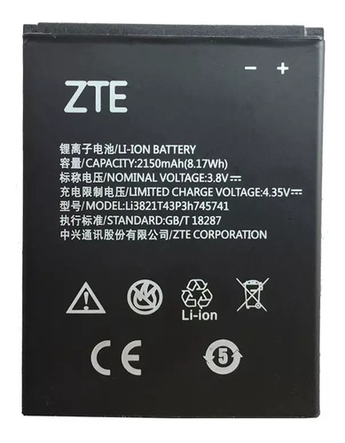 Bateria Pila Zte Blade L5 Plus 2150mah.